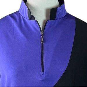 Jamie‎ Sadock Colorblock Half Zip Short Sleeve Performance Top Purple Black L